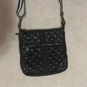 Oliver Thomas quilted black crossbody / shoulder bag with adjustable strap
